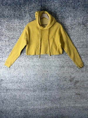 Alo Yoga Hoodie Sweatshirt Womens Cropped Yellow Drawstring French Terry - Image 1 of 4
