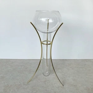 PartyLite Summit Gold Tone Base & Glass Candle Votive Tealight Holder 11" Tall - Picture 1 of 6