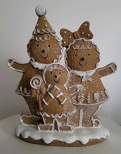 Christmas Gingerbread Family Figurines Glitter Resin Icing Decor 8" - Picture 1 of 6