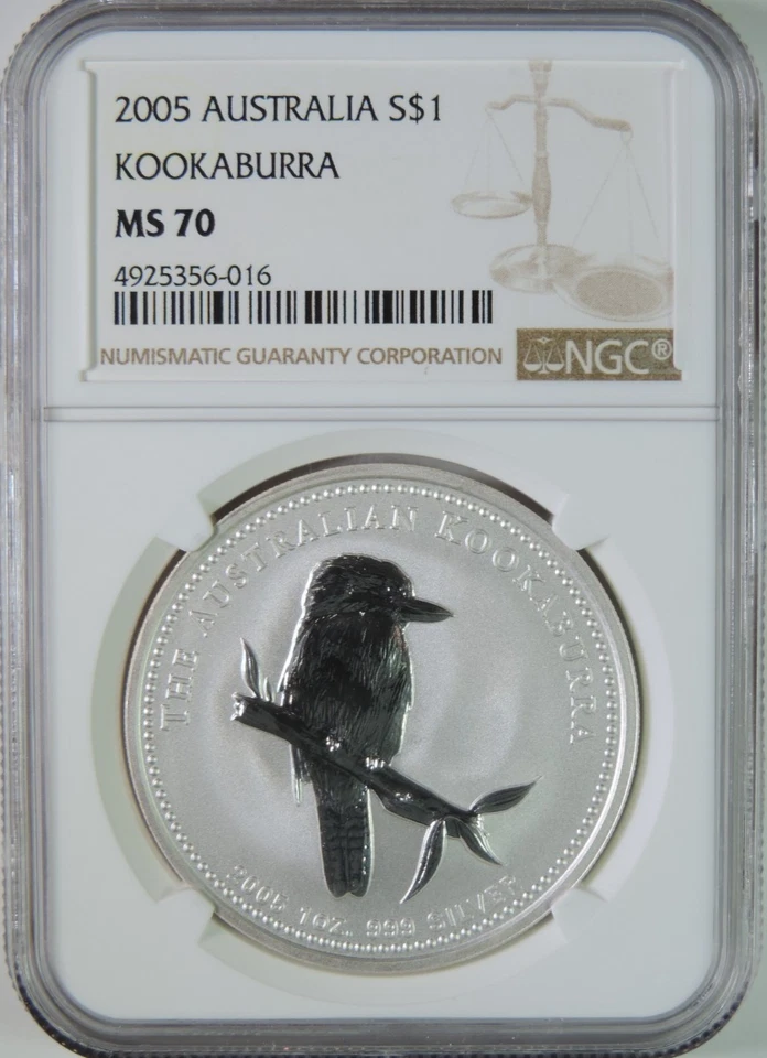 2005 Australia Kookaburra 1oz .999 Silver $1 Coin NGC MS70 - Image 1 of 4