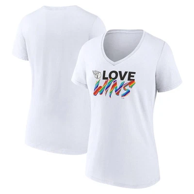 Women's White Cleveland Guardians Love Wins V-Neck T-Shirt - Image 1 of 3