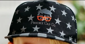 Phoenix Cap Co Boys Logo Baseball Skater Hat Cap Black & Gray Stars - Picture 1 of 7