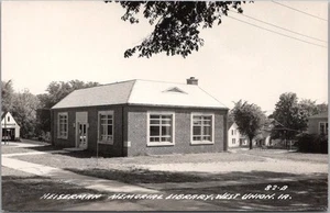 WEST UNION, Iowa RPPC Real Photo Postcard "HEISEMAN MEMORIAL LIBRARY" c1950s - Picture 1 of 2