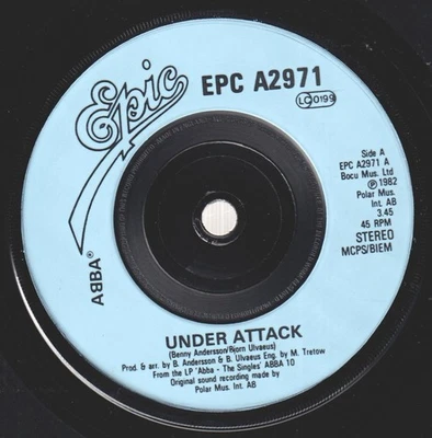 Abba Under Attack / You Owe Me One 7" vinyl UK Epic 1982 plastic label design 7 - Image 1 of 2