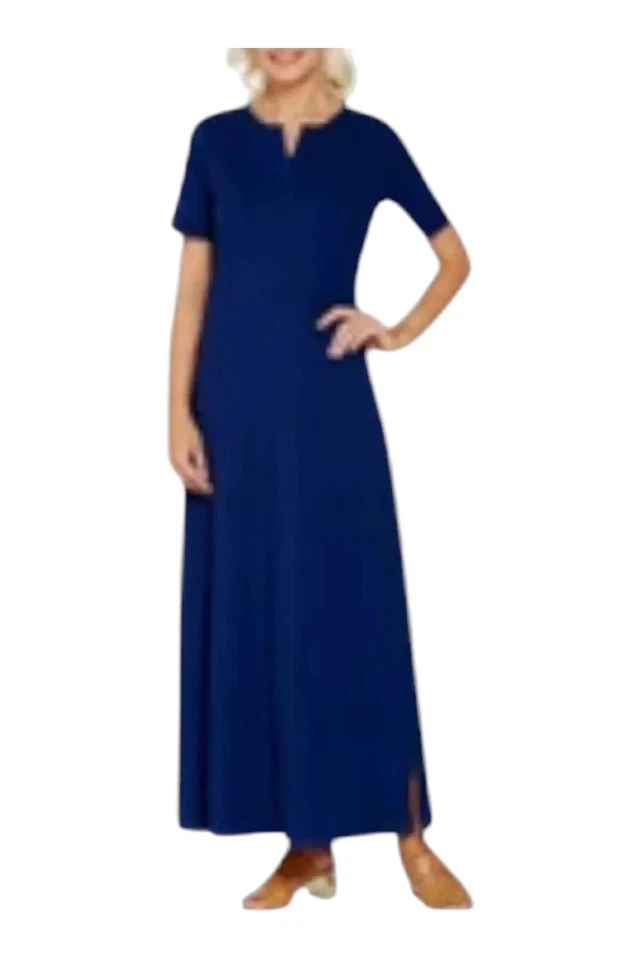 Maxi vestido para mujer Denim & Co. Essentials manga corta azul marino Foto 1 de 1