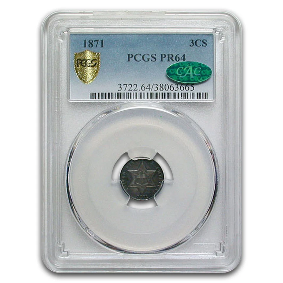 1871 Three Cent Silver PR-64 PCGS CAC - Image 1 of 1