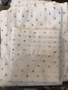 Tommy Hilfiger 100% Cotton Twin 3~Piece Sheet Set Sailboat Print Nautical EUC - Picture 1 of 1
