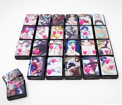 Isqueiros a óleo Japanice Anime Girl 24 peças design misto à prova de vento - Pacote com 24 - Imagem 1 de 4