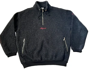 VTG Bogner Jacket Pullover Sz L Fleece 1/4 Zip Sweatshirt Black - Picture 1 of 18