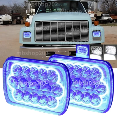 Fit 1997-2009 Chevy C6500 Kodiak C7500 GMC Topkick 7x6'' Blue halo LED Headlight - Image 1 of 4