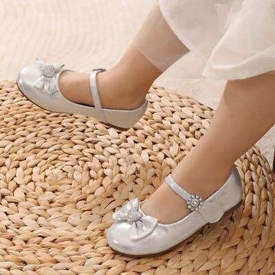 Baby Little Girls Flat Shoes Rhinestone Ballerina Flats Wedding Party Shoes - Image 1 of 4