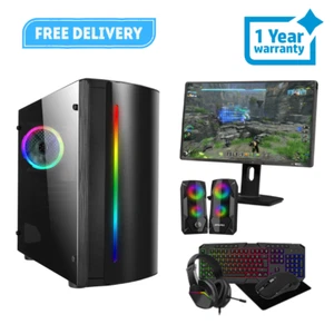 Gaming PC Bundle i5 16GB RAM 1TB HDD 256GB SSD GT 730 4GB Win 11 + 22" M - Picture 1 of 6