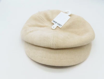 Nine West Corduroy Flat Hat Women’s Cap Cream One Size Stretch New - Image 1 of 4