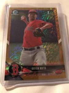2018 Bowman Chrome Bryan Mata Gold Shimmer! /50 Red Soxs RC Prospect Rookie Rare - Picture 1 of 2