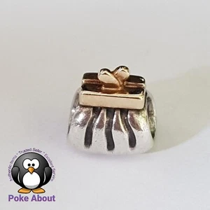 Authentic Pandora Two Tone Silver 14k Gold Clutch Purse Charm 790475 Retired - Bild 1 von 7