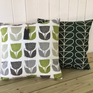 CUSHION COVER POPPY POD EUCALYPTUS FERN GREEN FOREST COUNTRY EASTER SPRING RETRO - Picture 1 of 7
