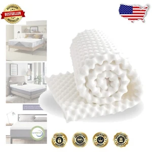 Lightweight Convoluted Foam Topper - CertiPUR Certified Full Mattress Upgrade - Picture 1 of 8