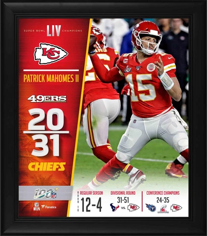 Patrick Mahomes Kansas City Chiefs Frmd 15" x 17" Super Bowl LIV Champs Collage Cover