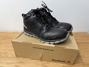 Reebok Sublite Mens 10.5 M Black Alloy Toe Work Shoes RB4142 High Top - Picture 1 of 12