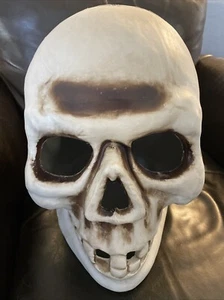 LARGE VINTAGE LIGHT UP HALLOWEEN BLOW MOLD LAMP SKELETON SKULL HEAD 15" - Picture 1 of 4