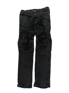 Trestles Supply Co Boys Black Moto Zipper Ruched Skinny Jeans Size 12 - Picture 1 of 6