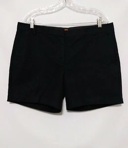 JOE FRESH Black Bermuda Shorts Size 14 Flat Front Cotton Blend Pockets Stretch - Picture 1 of 8