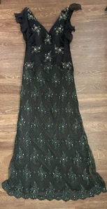 Jovani Womens Size 6 Beaded Lace Silk Evening Gown Dress Sequined Long - Picture 1 of 11