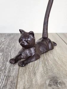 Cast Iron Cat Paper Towel Holder – 14" Tall Paper Towel Stand with Whimsical Cat - Picture 1 of 7