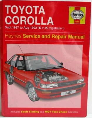 Haynes Toyota Corolla Settembre 1987 - Agosto 1992/E a K Reg Riparazione E - Immagine 1 di 4