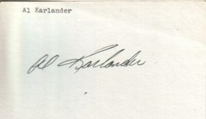 Al Karlander Autographed Index Card 1974 NHL Hockey Red Wings / I ndianapolis 