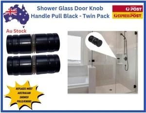 Glass Door Knob Pull Push Handle Bathroom Shower Aluminum Alloy Black Twin Pack - Bild 1 von 3