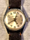 Vintage Signal Watch Silver Tone Silver Dial 17 Jewels 28mm Leather Manual Wind
