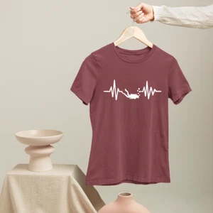 Scuba Diving Heart Beat T-shirt Swimming Lifeline Pulse Diver Open Water Gifts - Picture 1 of 20