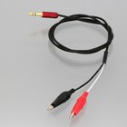 Audio 3.5mm 1/8" TRS plug to +/- Dual 27mm Alligator Clip RG316 Test Cable 3FT