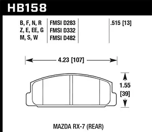 Hawk Performance HB158W.515 DTC-30 Disc Brake Pad Fits 84-05 6 Protege RX-7 - Bild 1 von 2