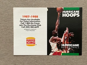 MIAMI HURRICANES Basketball Schedule 1987-88 CBK College TITO HORFORD Dad of AL - Picture 1 of 2