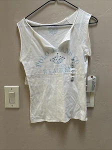 New vintage Y2K Polo Jean club Ralph Lauren white crown T-shirt size medium - Picture 1 of 6