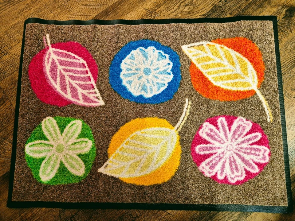 732320-2° Efia Fußmatte Vorleger Teppich braun bunt pink grün Gr. 52 x 73 cm NEU - Bild 1 von 1