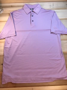 Footjoy Golf Short Sleeve Polo Shirt Lilac Microstripe Large Stretch No Logo - Photo 1 sur 7