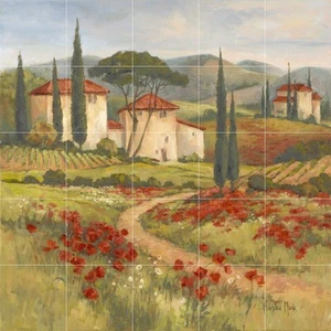 Ceramic Backsplash Tile Mural Tuscany Scene Kitchen/Bathroom - Tuscan Dream I - Picture 1 of 15