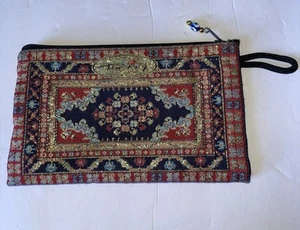 Portafoglio Turco Pochette Cerniera Con Perline Attaccate Vintage Ottime Condizioni - Foto 1 di 9