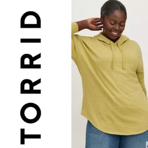 TORRID Relaxed Ultra Soft Fleece Drop Shoulder Hoodie Top Gelb Größe 1 - Bild 1 von 15