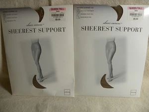 JCPENNEY SHEER CARESS 2 Pairs Queen Tall Sheerest Support Leg Pantyhose Suntan - Picture 1 of 4