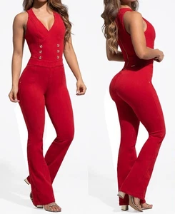 Romper Colombian Jean Buttlift Jumpsuit levantacola Enterizo Mono Push Up 90706 - Picture 1 of 3