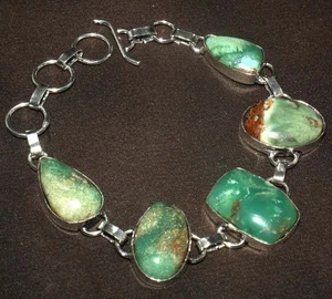Chrysoprase 925 Silver Plated Gemstone Handmade Bracelet 8" Amazing Gift GW - Picture 1 of 3