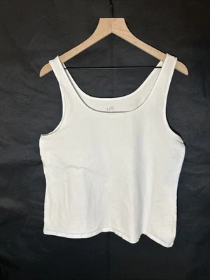 Camisa sin mangas blanca Jill Pure Jill Pima de algodón elástica cuello redondo talla XL Foto 1 de 3