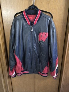Vintage G-III NCAA Wisconsin Badgers Herren Gr. XL Kunstleder Jacke Mantel - Bild 1 von 8