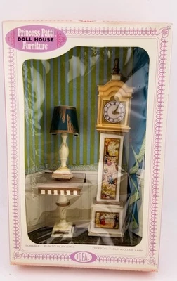 DOLLHOUSE MINIATURE IDEAL PRINCESS PETITE PRINCESS PATTIE CLOCK,TABLE LAMP SET - Image 1 of 4