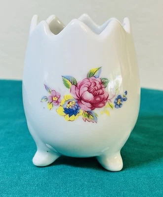 Vaso de porcelana vintage floral plantador de ovos rosa vitoriano votivo - Imagem 1 de 4