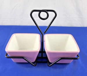 Pampered Chef Dish Caddy with 2 Pink Whip Cancer Ribbon Bowls - Picture 1 of 5